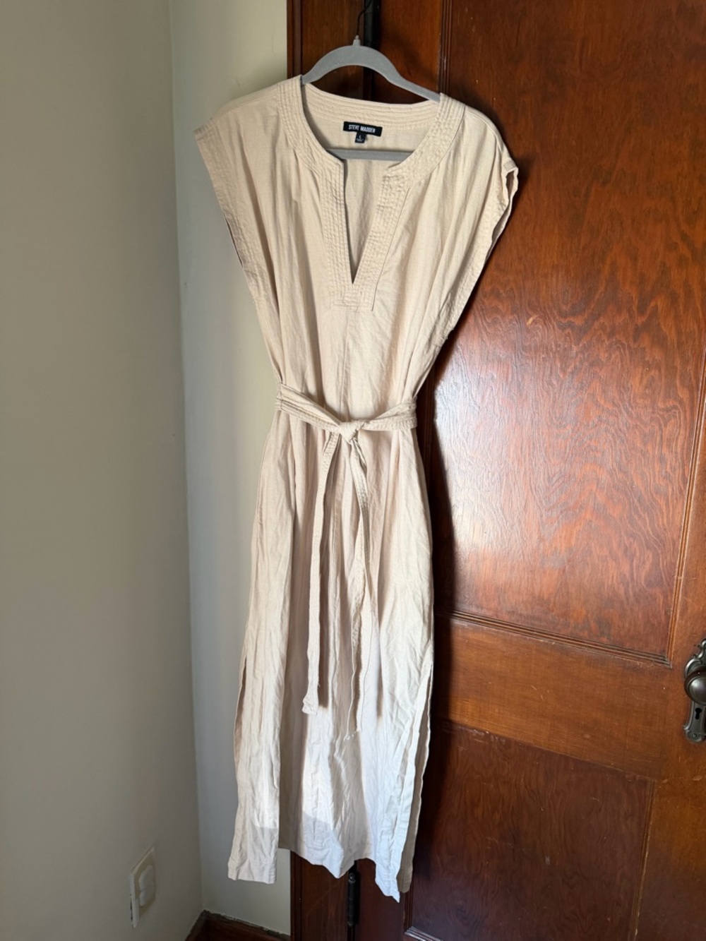 Steve Madden Cream Belted Midi Dress